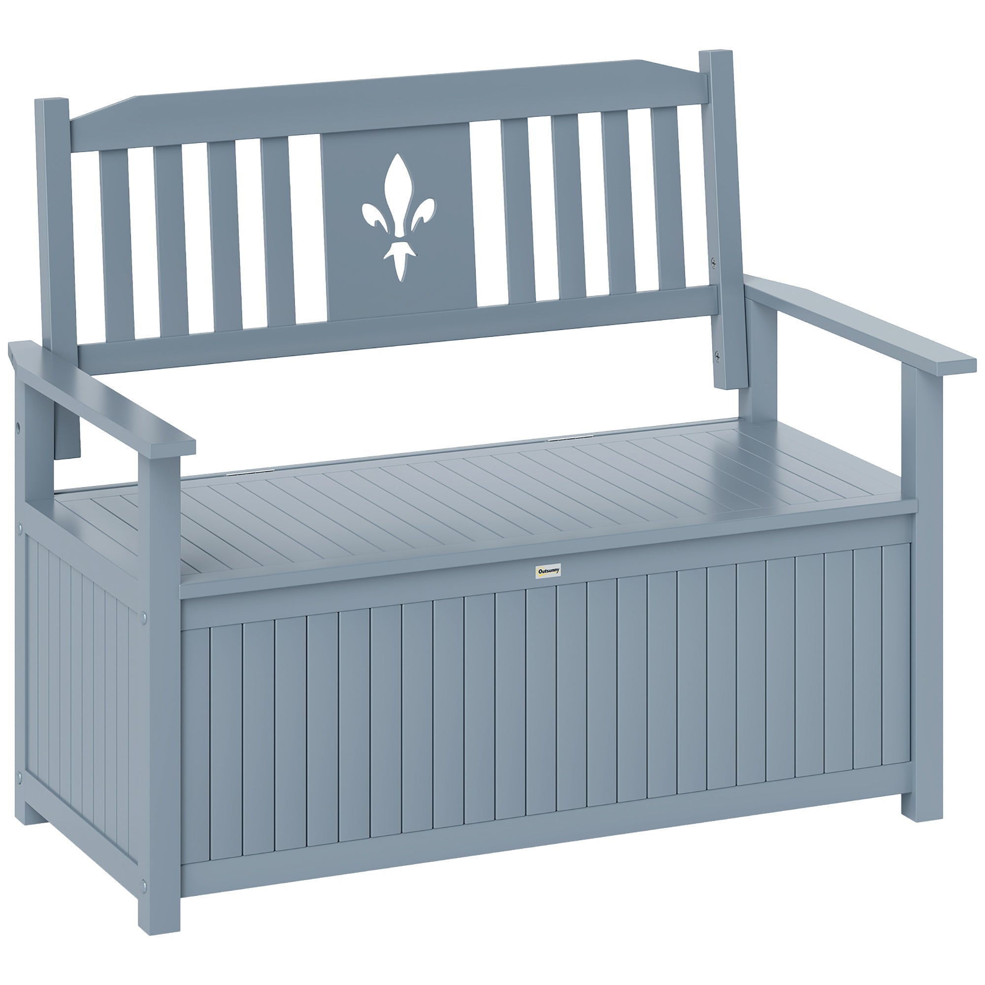 Two-Seater Storage Bench - Wooden, Grey