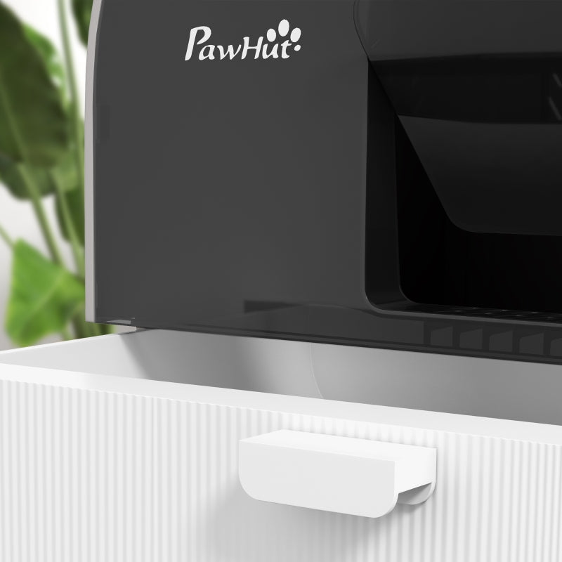 Hooded Cat Litter Box with Lid, Scoop, Filter, Flap Door, Light Grey