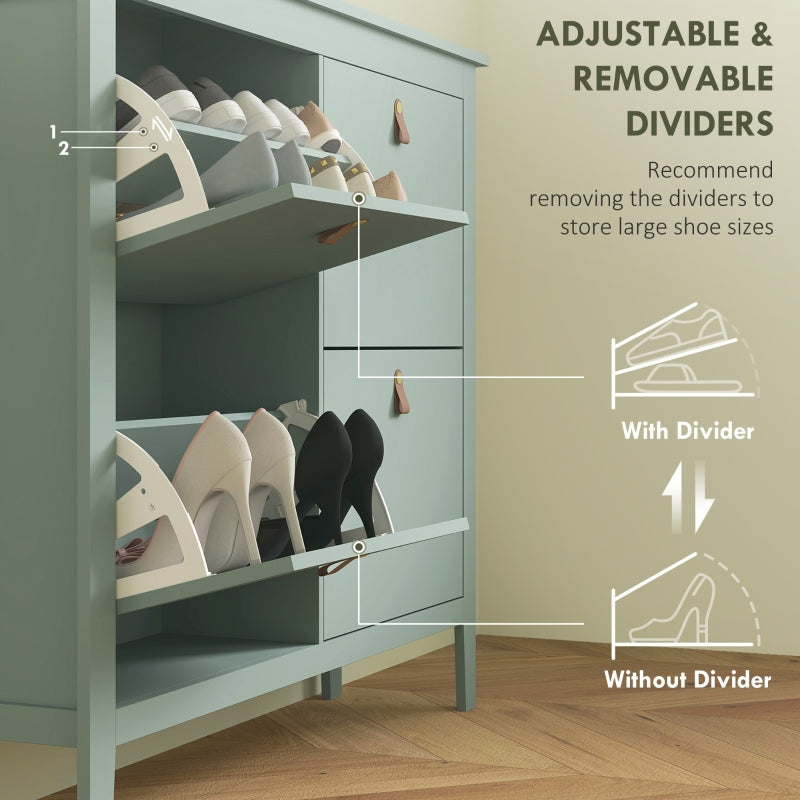 Shoe Cabinet with Four Drawers - Modern Green