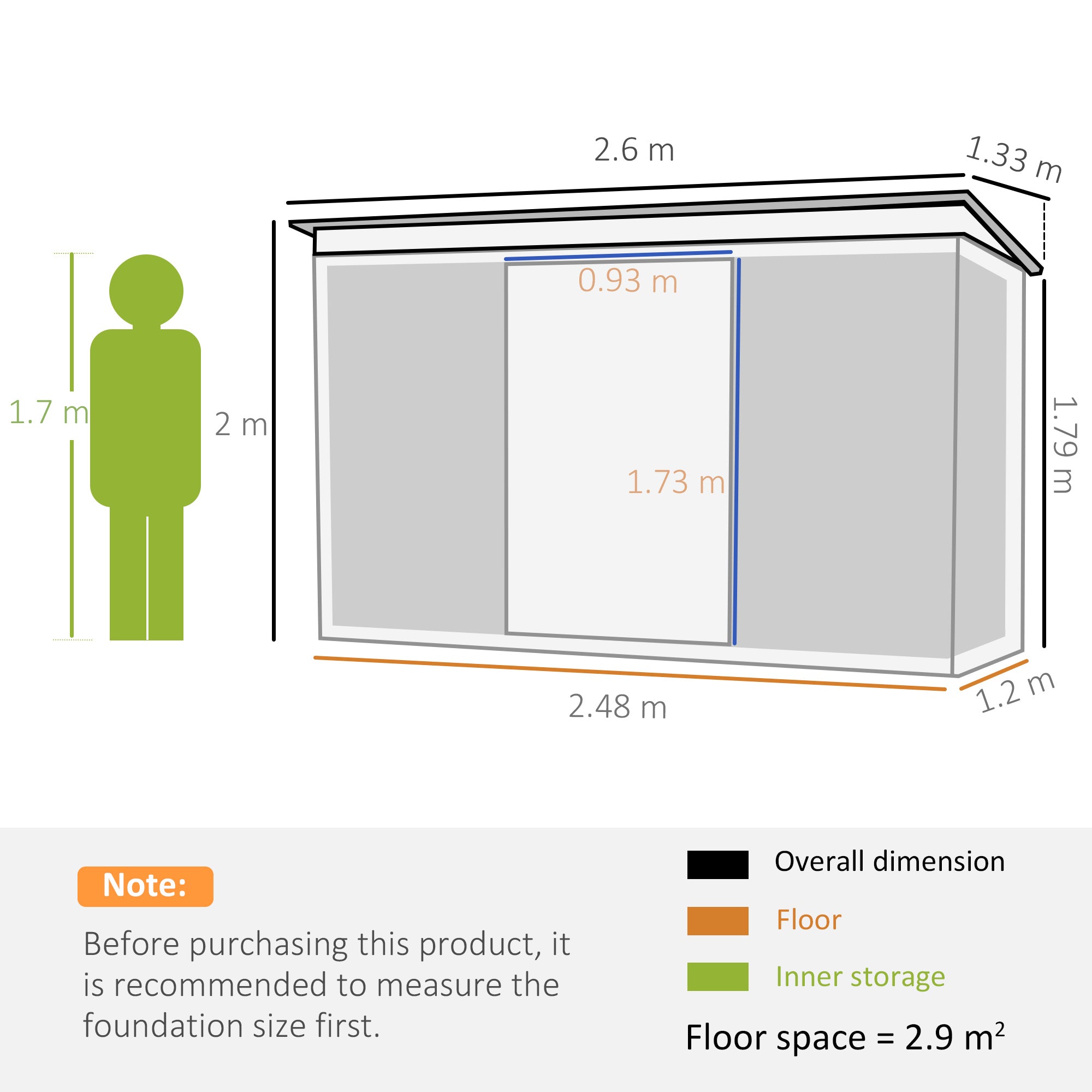 Metal Shed 8.5 x 4ft, Lightsky Panels, Double Doors, Green