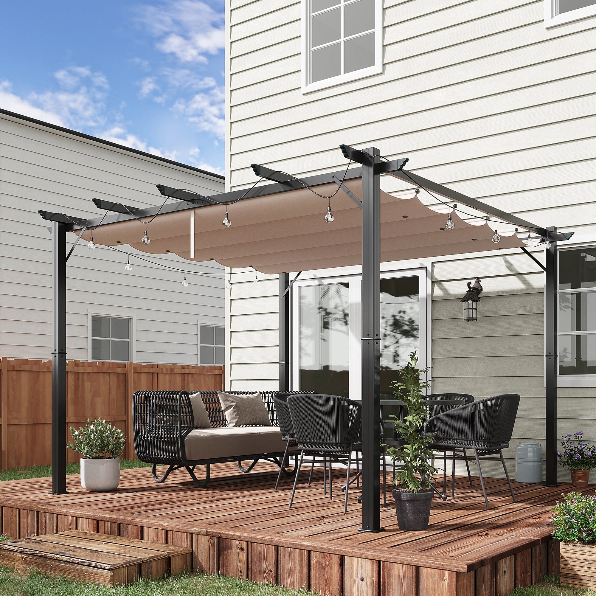 Pergola Canopy Gazebo 3x3m Outdoor Garden Shelter, Aluminium Brown