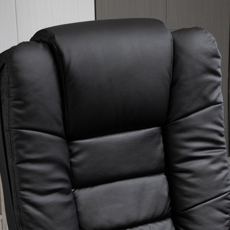Recliner Chair with Footstool, 130kg Capacity, 135¡ã Reclining Swivel, PU Leather, Black