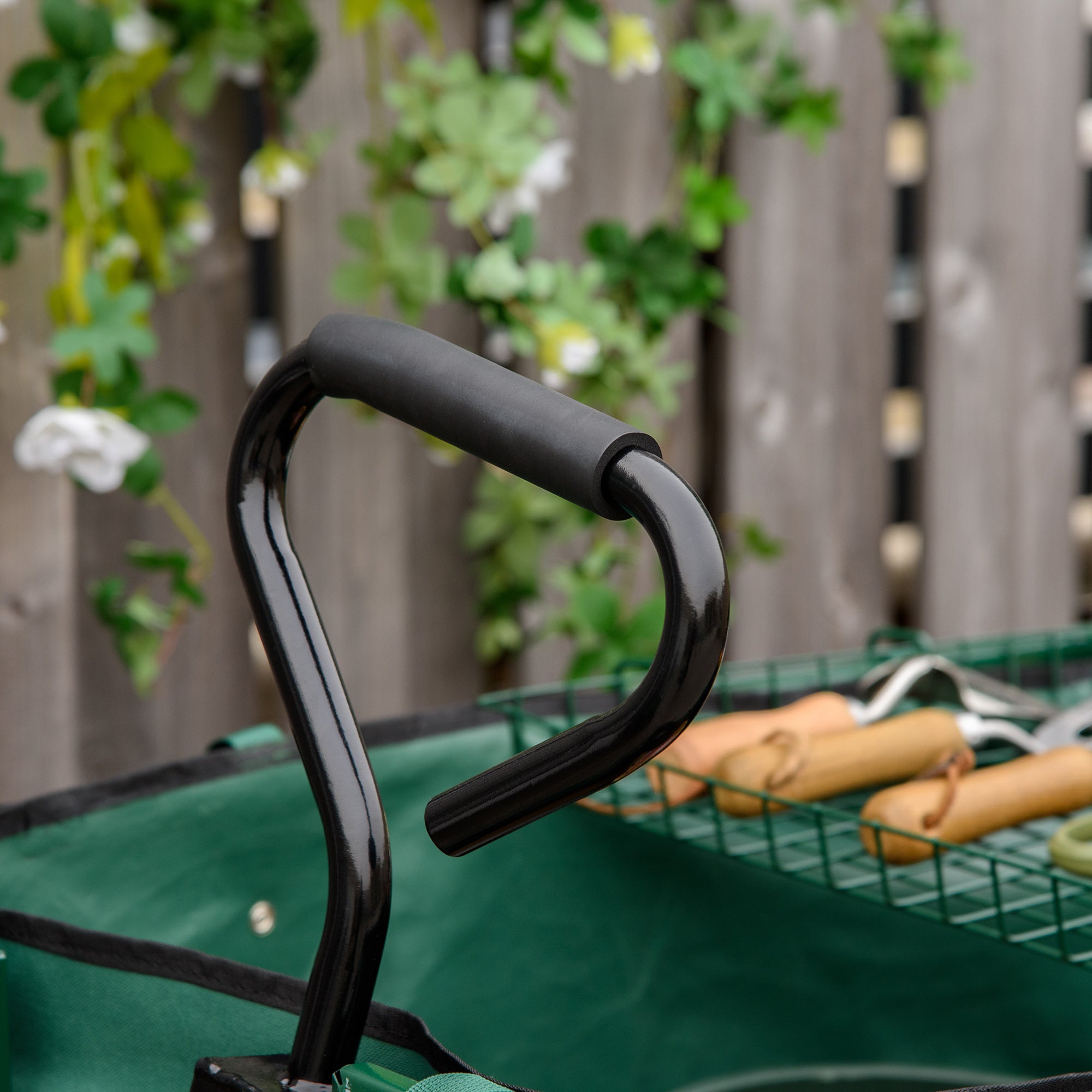 Garden Cart Truck Trolley Wheelbarrow, Large 4 Wheel Heavy Duty with Handle - Green