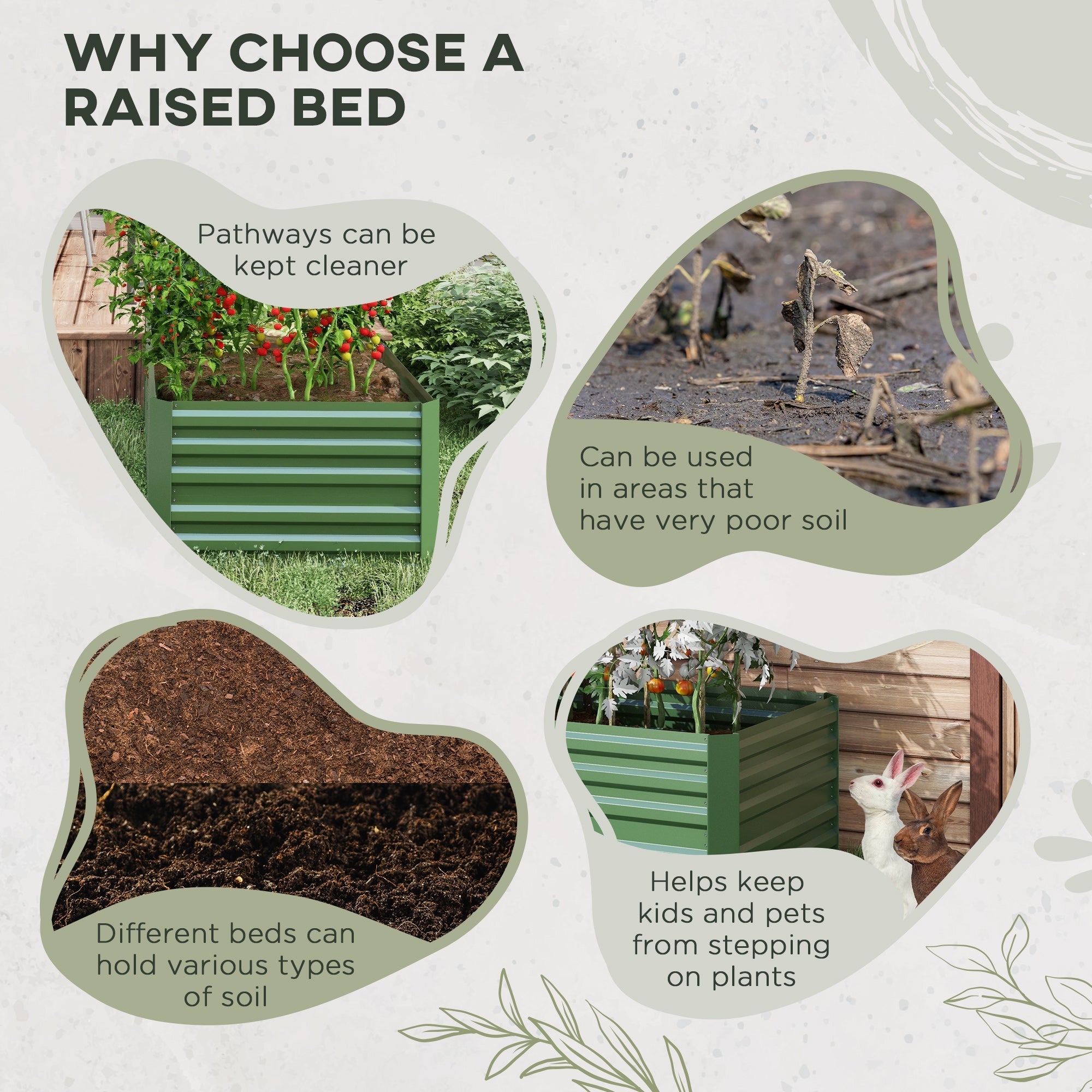 Raised Beds for Garden, 180 x 90 x 59 cm, Galvanised Steel Green