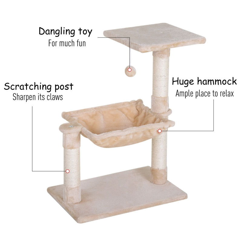 Cat Scratch Post with Bed Tree Sisal Hammock Activity Centre, Beige