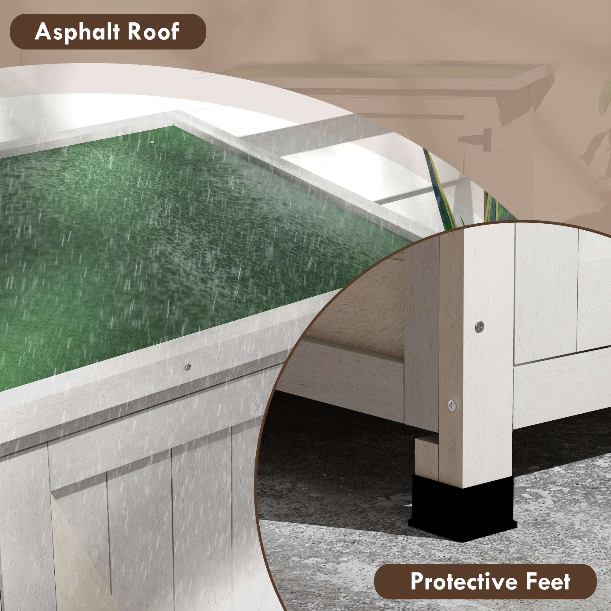 Compact Wooden Storage Shed 46.5 x 97cm - Light Grey