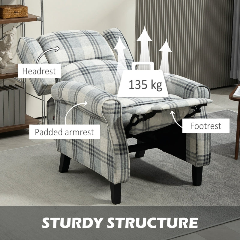 Reclining Armchair, 160?? with Footrest - Grey