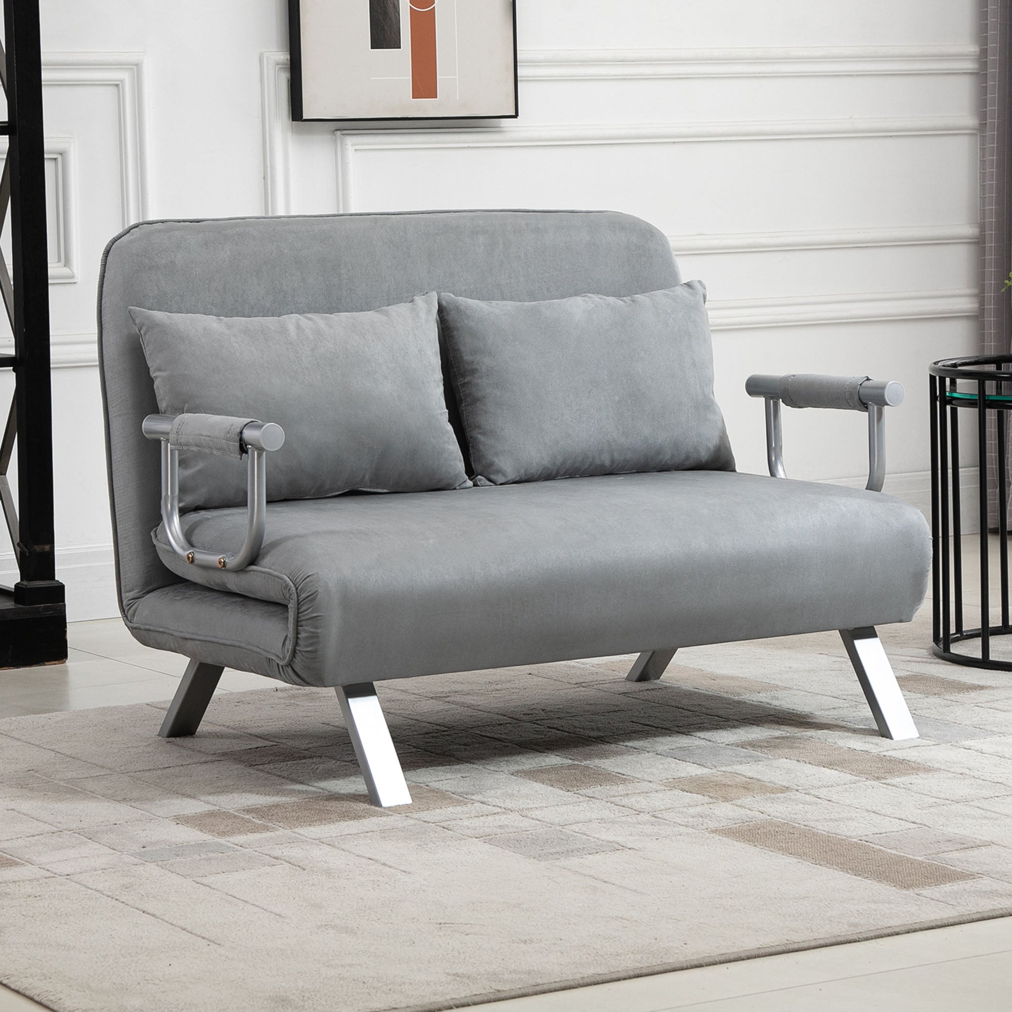 Two-Seater Sofa Bed Click-Clack Light Grey