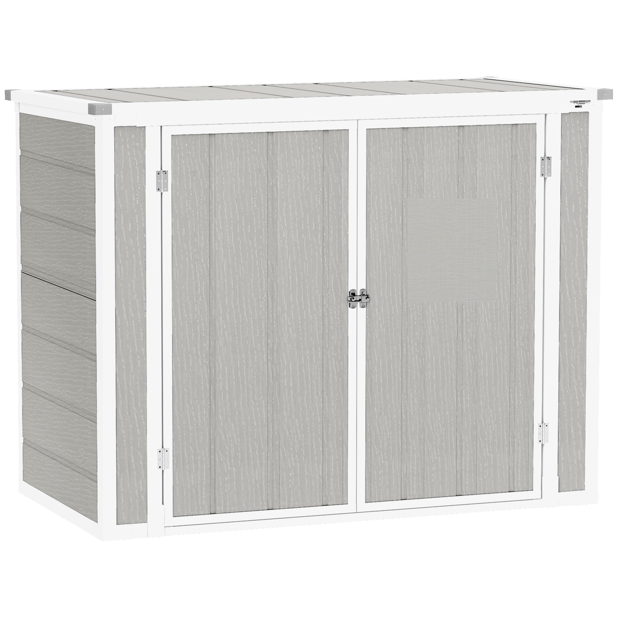 Garden Shed, Lockable Outdoor Storage with Openable Lid, Light Grey