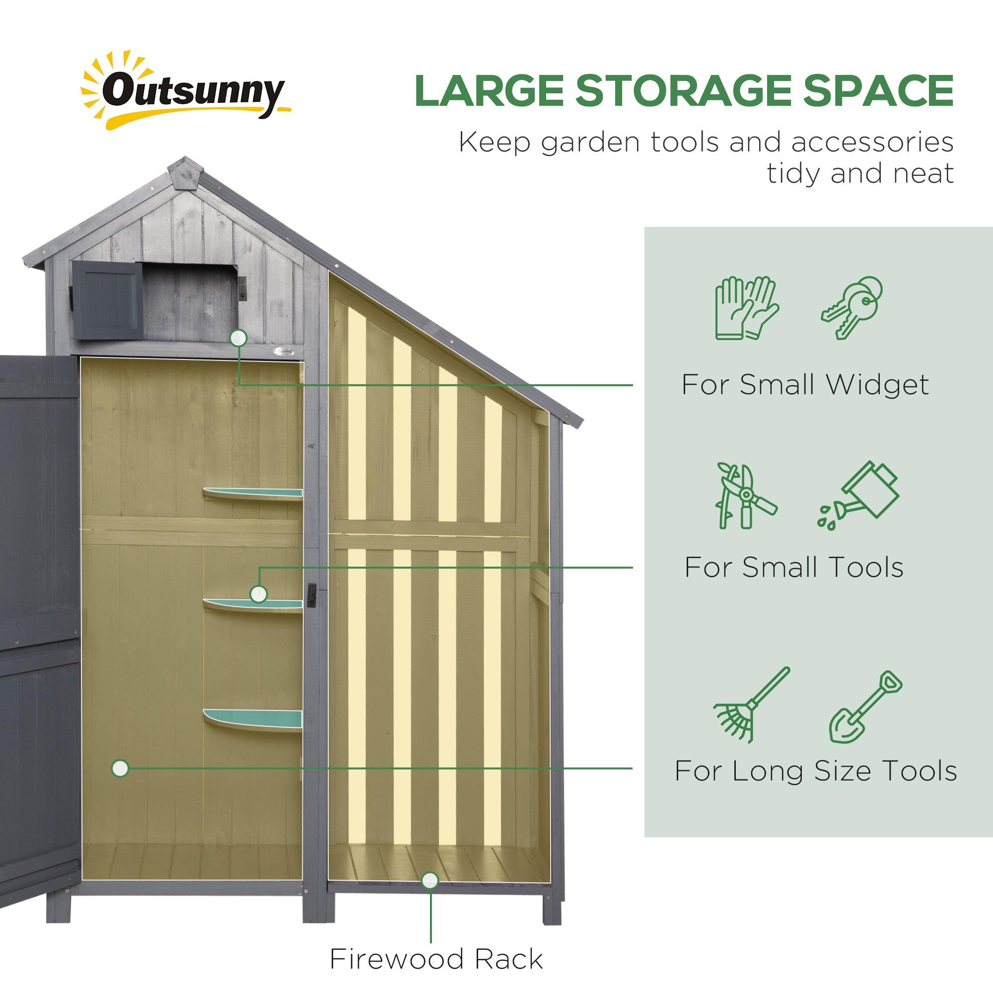 Garden Outdoor Storage Shed with 3 Shelves and Tilt Roof, Grey