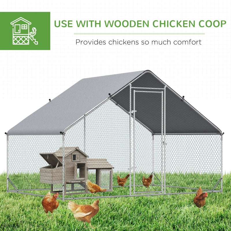 Chicken Run Walk-in Coop Hen Poultry House Cage with Water-Resist Cover, Galvanised
