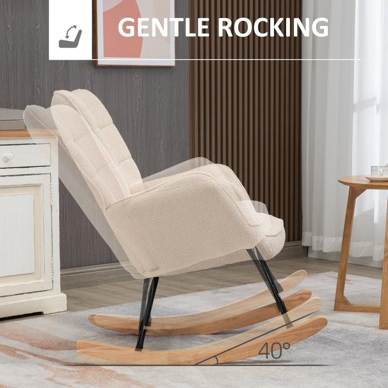 Berber Fleece Rocking Chair, Nursery Glider, Wingback, Beige
