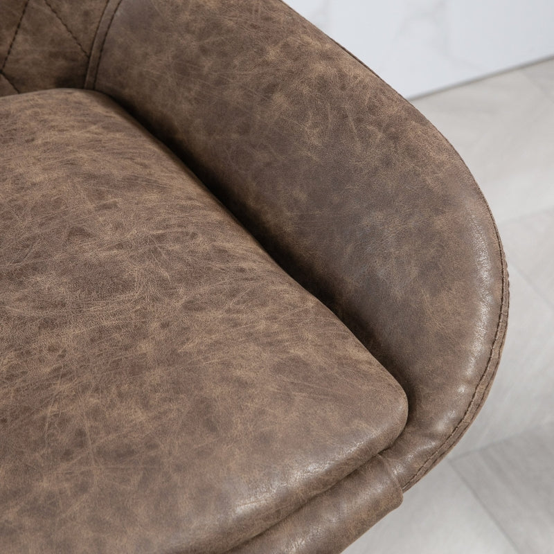 Bar Stools, Retro Faux Leather, Set of Two - Brown