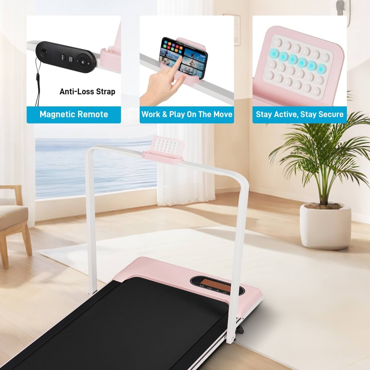 Folding Treadmill with Handrail ¨C Adjustable Incline, 1¨C10 km/h Running Machine with LED Display & Phone Holder