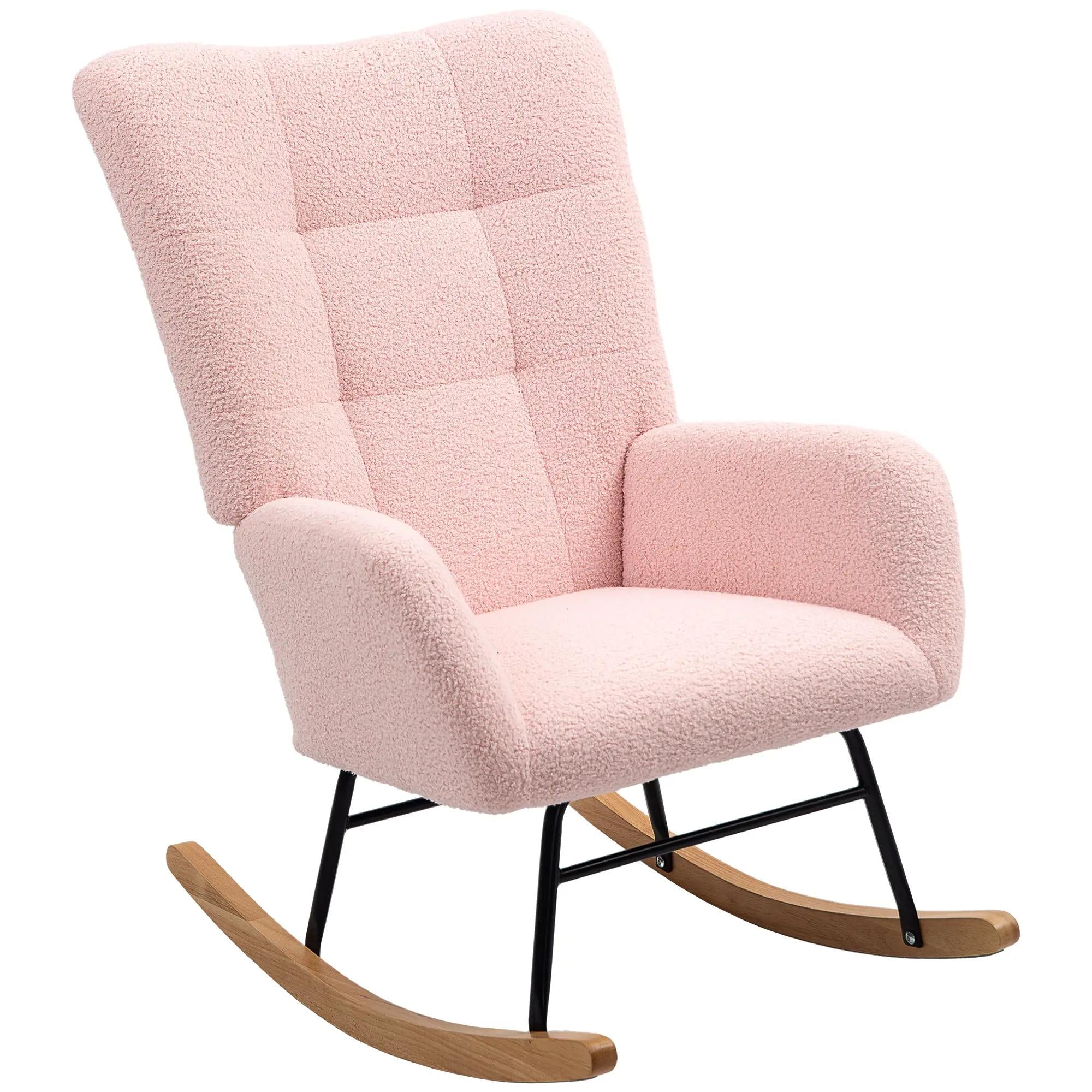 Teddy Fleece Rocking Chair - Pink