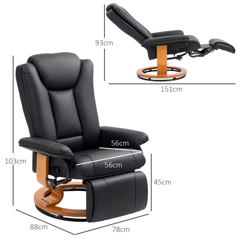 Recliner Chair, Faux Leather - Black