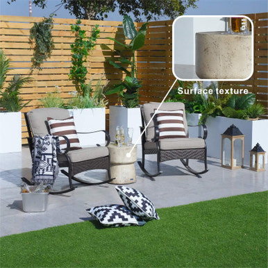 Outdoor Imitation Wood Waterproof Cylindrical Edge Coffee Table—PAT-2464ST