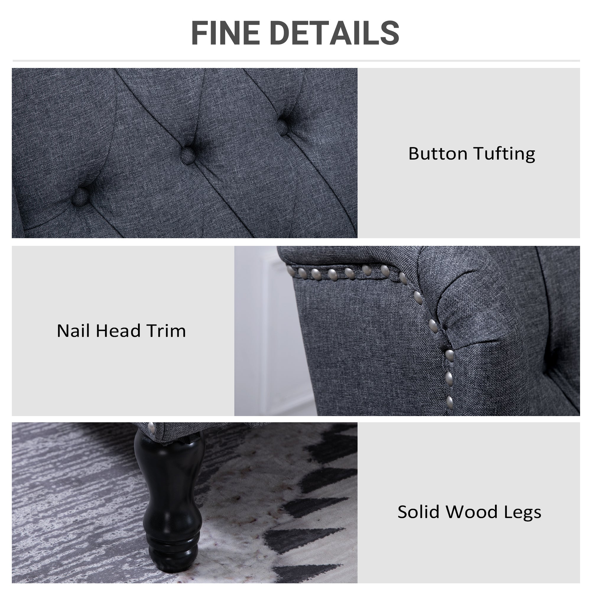 Recliner Armchair, Wingback Chair with Footrest, Dark Grey