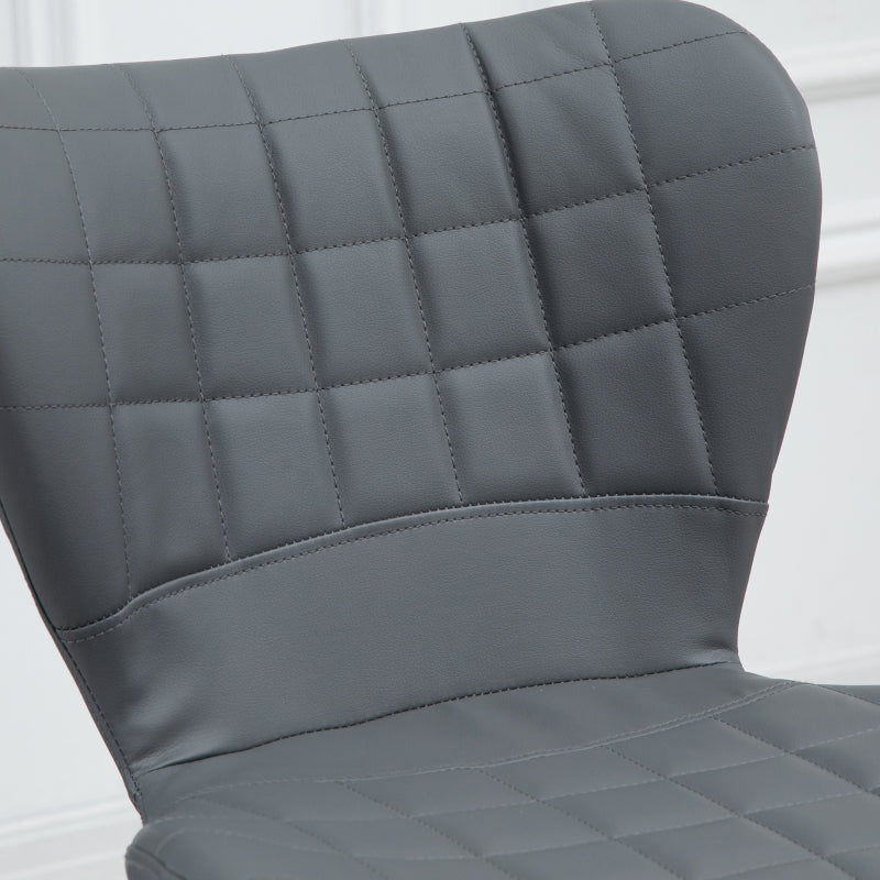 Bar Stools Adjustable Height Swivel Chairs Set of 2, Grey PU Leather