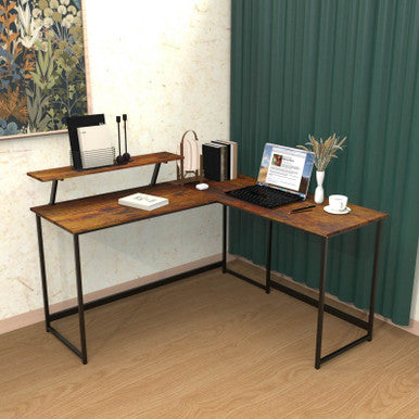 L-Shaped Black Computer Desk with Corner Workstation Table—DT-24612