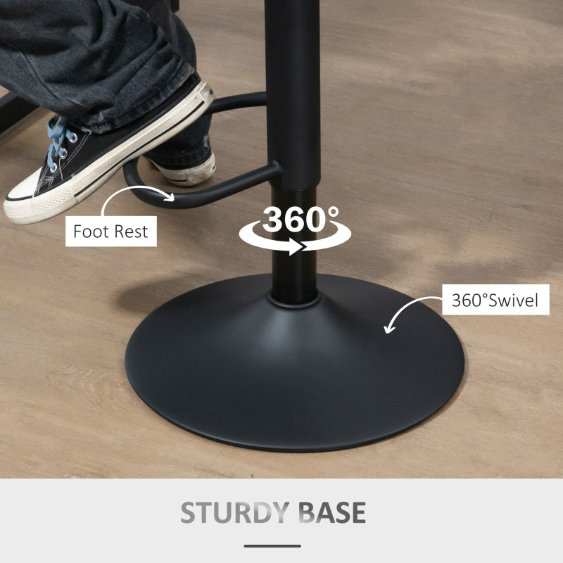 Bar Stool, Adjustable Height Swivel Seat with Footrest, Dark Grey PU Leather (Set of 2)