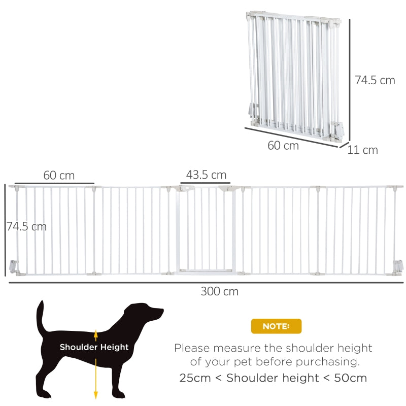 Pet Playpen Metal Fence with Walk Through Door - White