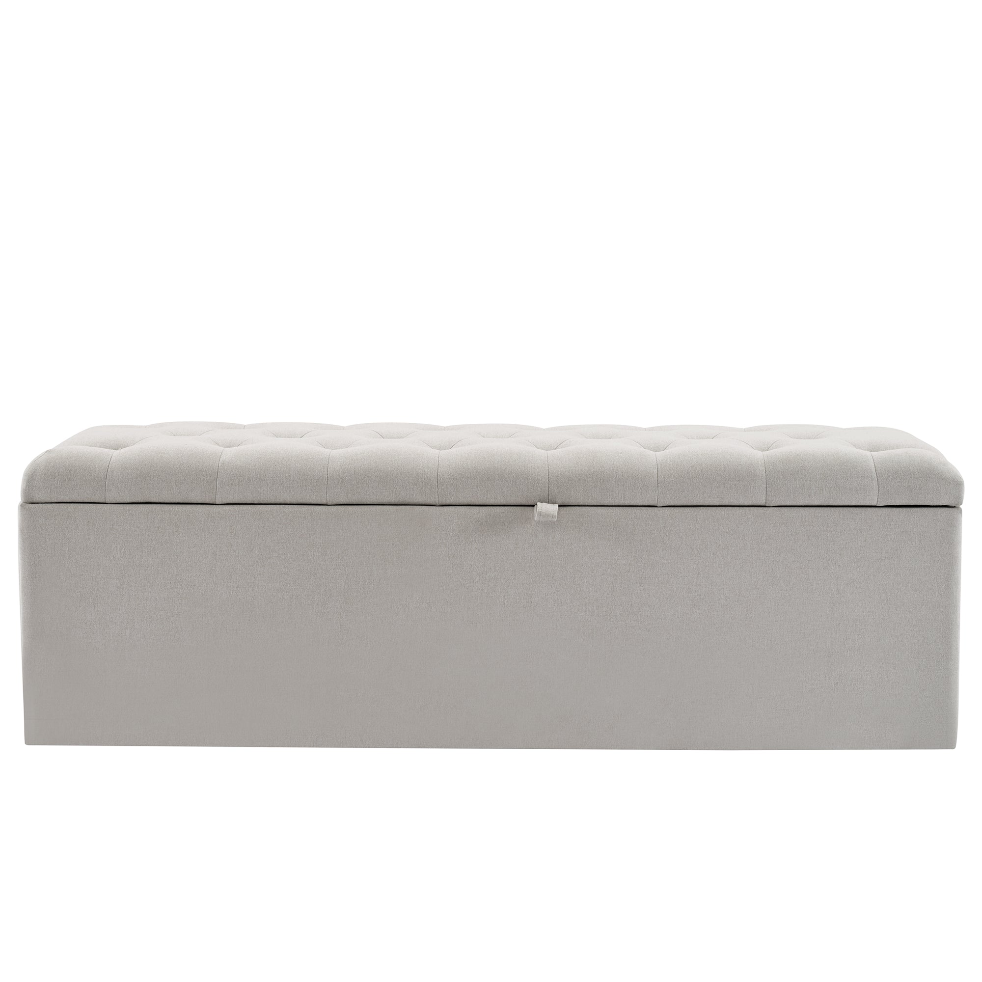 Linen Upholstered Bench with Storage Space, Light Grey
