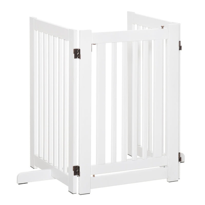 Pet Gates Expandable Freestanding Dog Gate with Latched Door, White MDF