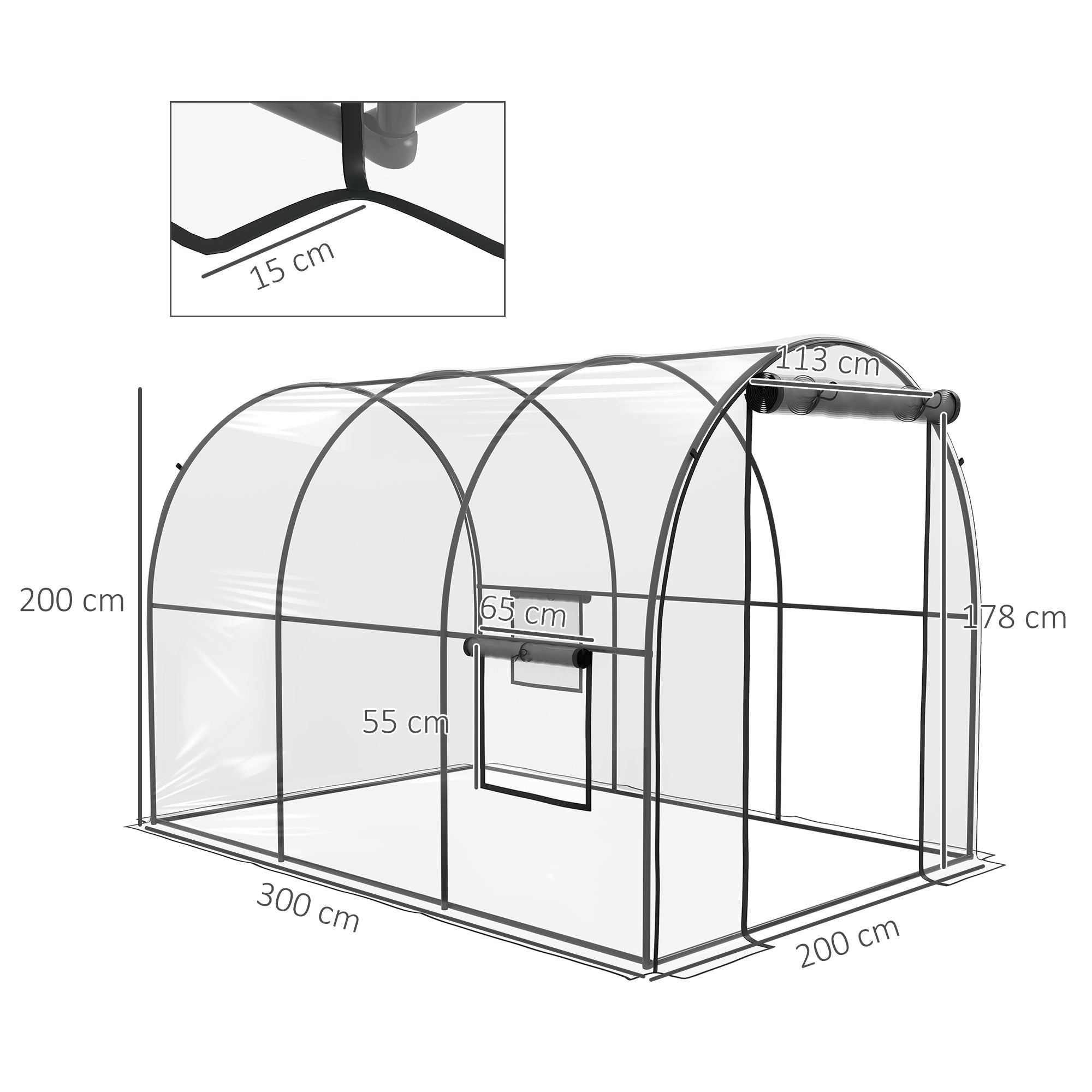 Polytunnel Greenhouse Walk-in Grow House, Steel Frame, Clear