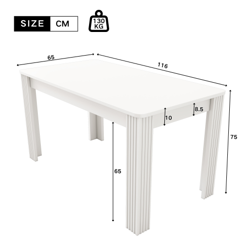 4 Seater Dining Room Table, MDF Wood Rectangle Modern Kitchen Dining Room Furniture Unit, Small Kitchen Table, Coffee Table, Small Table for Home & Cafe, White