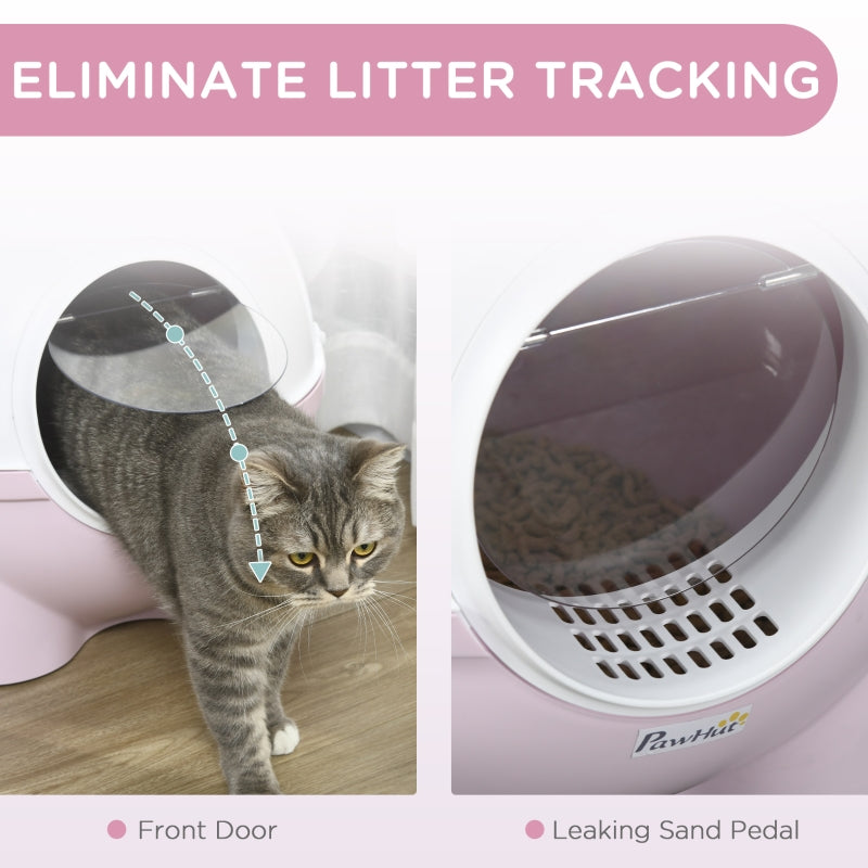 Large Cat Litter Box, with Scoop and Front Entrance - Pink