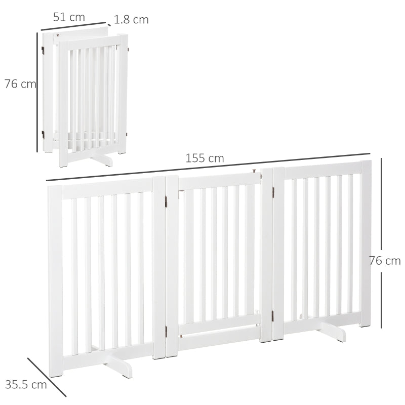 Pet Gates Expandable Freestanding Dog Gate with Latched Door, White MDF