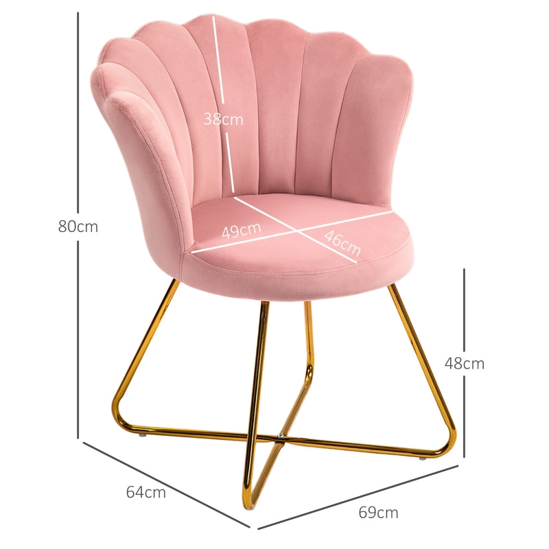 Lotus Petal Accent Chair, Velvet-Feel, Pink