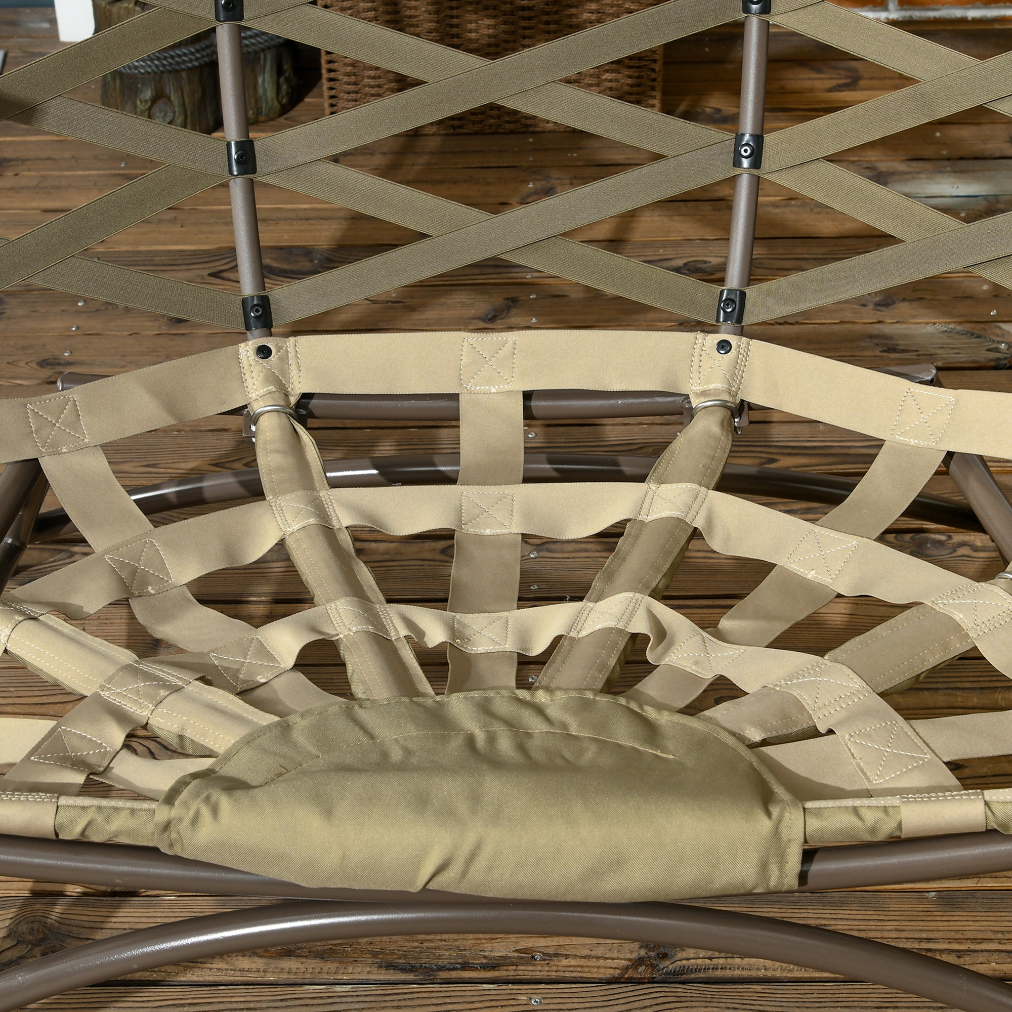 2 Seater Egg Chair Outdoor, Folding Weave Garden Furniture with Cushion, Khaki