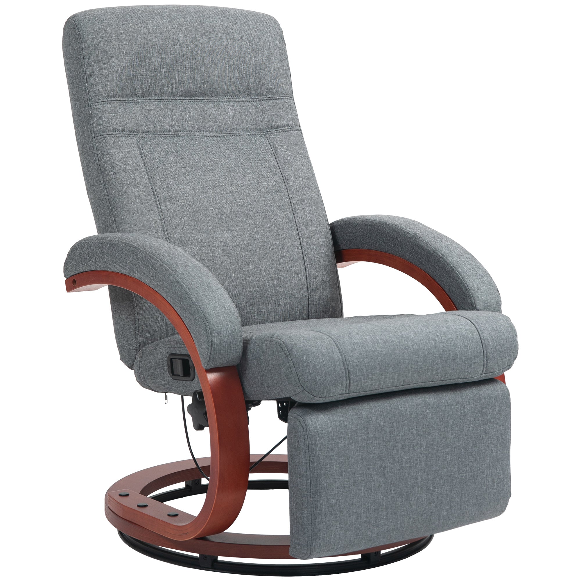 Manual Reclining Swivel Chair with Footrest - Grey