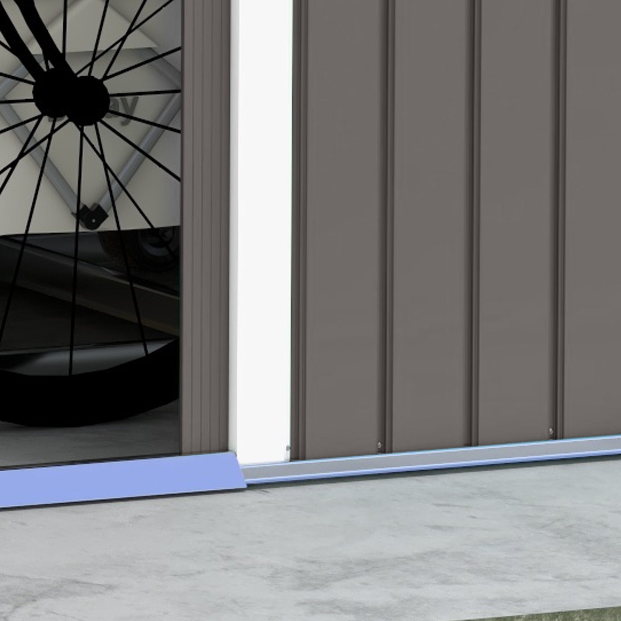 Outdoor Garden Metal Storage Shed Tool Box with Roofed Foundation Ventilation & Doors, Grey