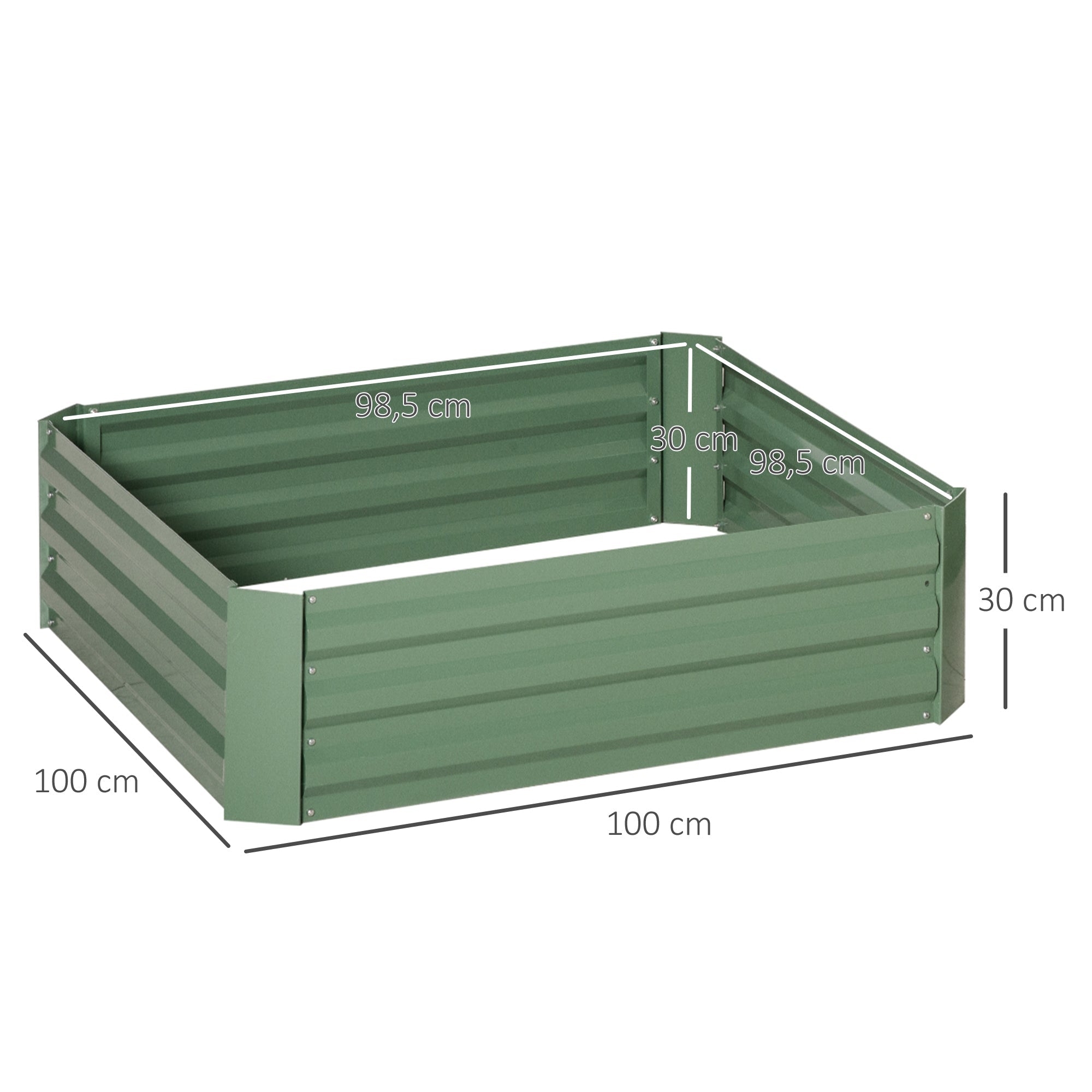 Raised Garden Bed, Set of 2 291L Elevated Galvanised Planter Box for Flowers and Herbs, Green