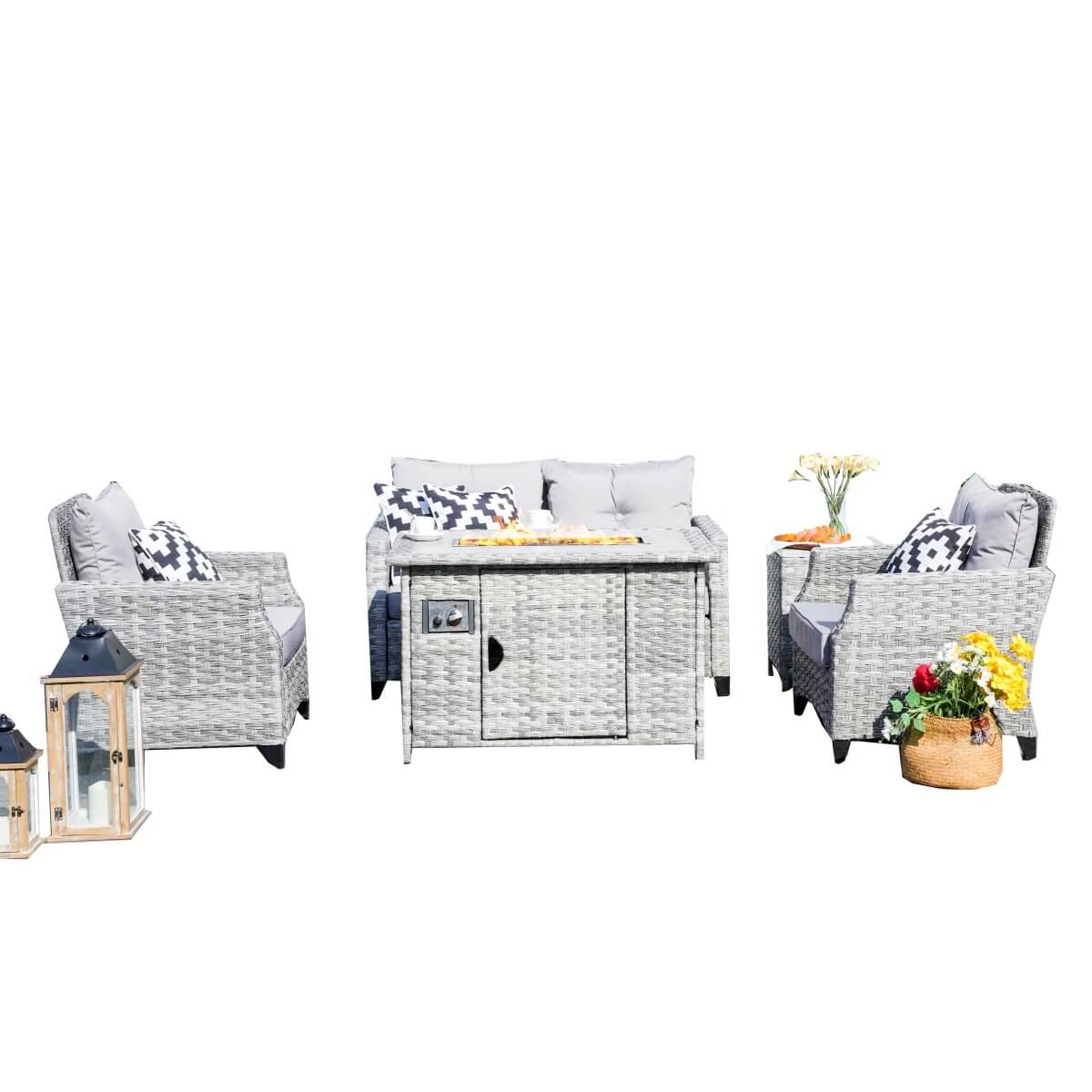 4-Seater Gray Patio Fire Pit Set - PAF-1801-GR