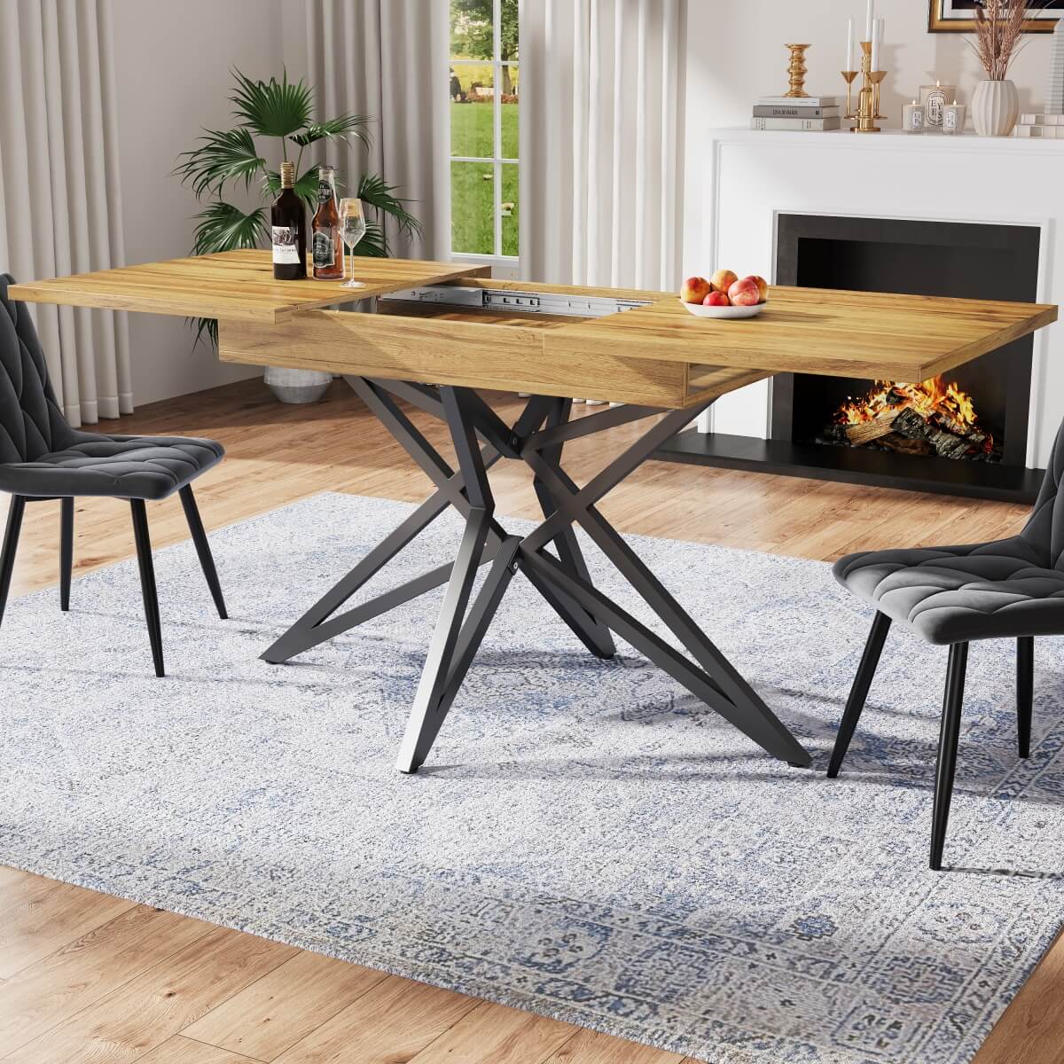 Extendable Dining Table 120–160cm – Star Base Table with Metal Legs
