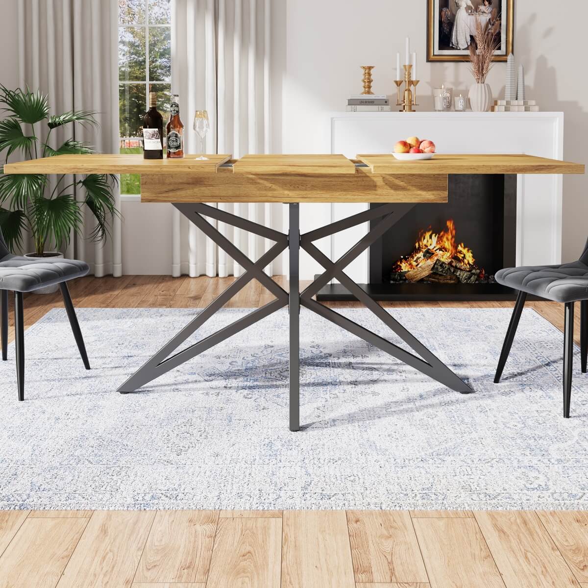 Extendable Dining Table 120–160cm – Star Base Table with Metal Legs