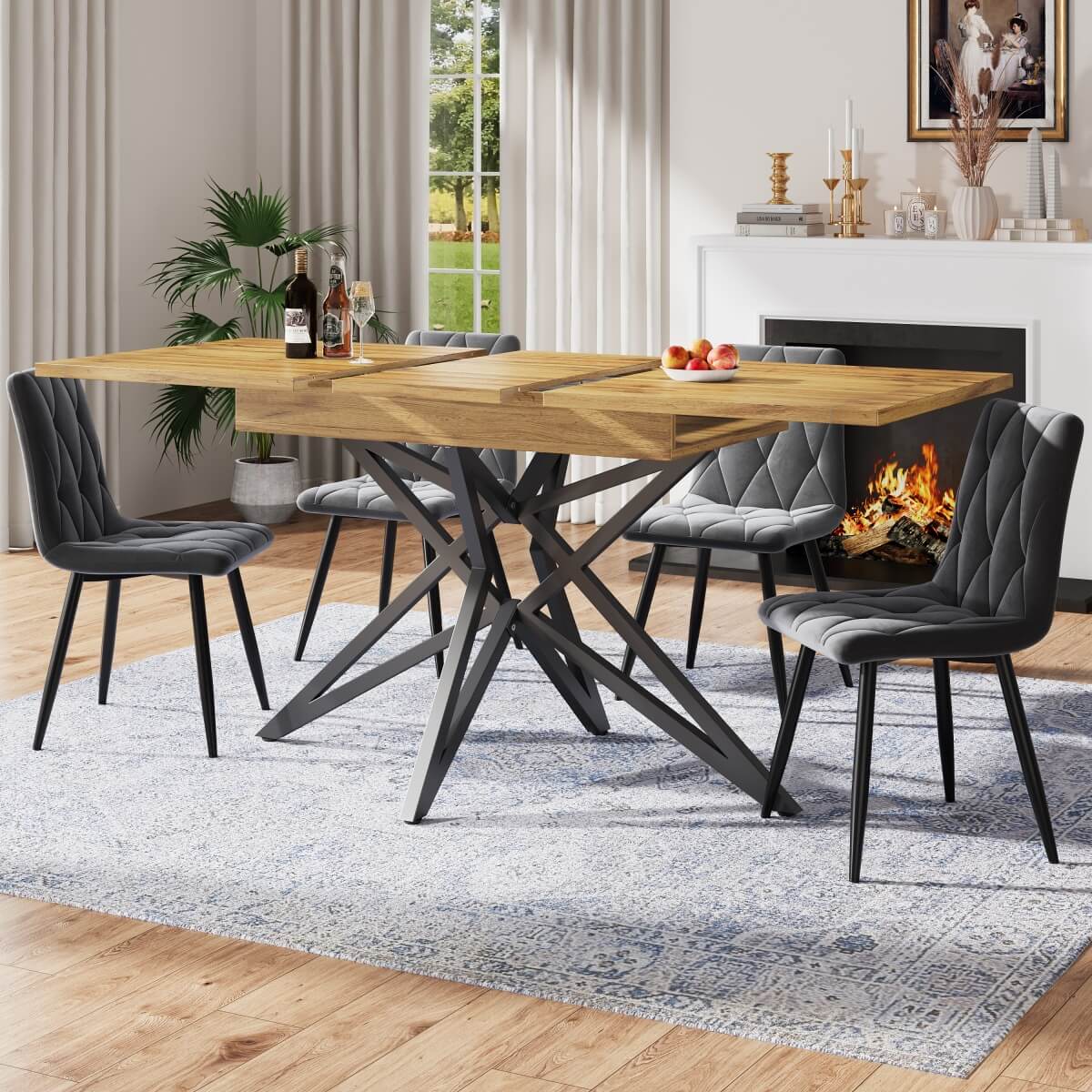 Extendable Dining Table 120–160cm – Star Base Table with Metal Legs