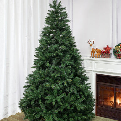 7/9-Layer Green PVC Christmas Tree with Iron Base, Lights Optional—PAT-004