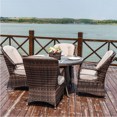 4-Seater Patio Dining Set with Round Table and Parma Chairs—PAD-1709-SET