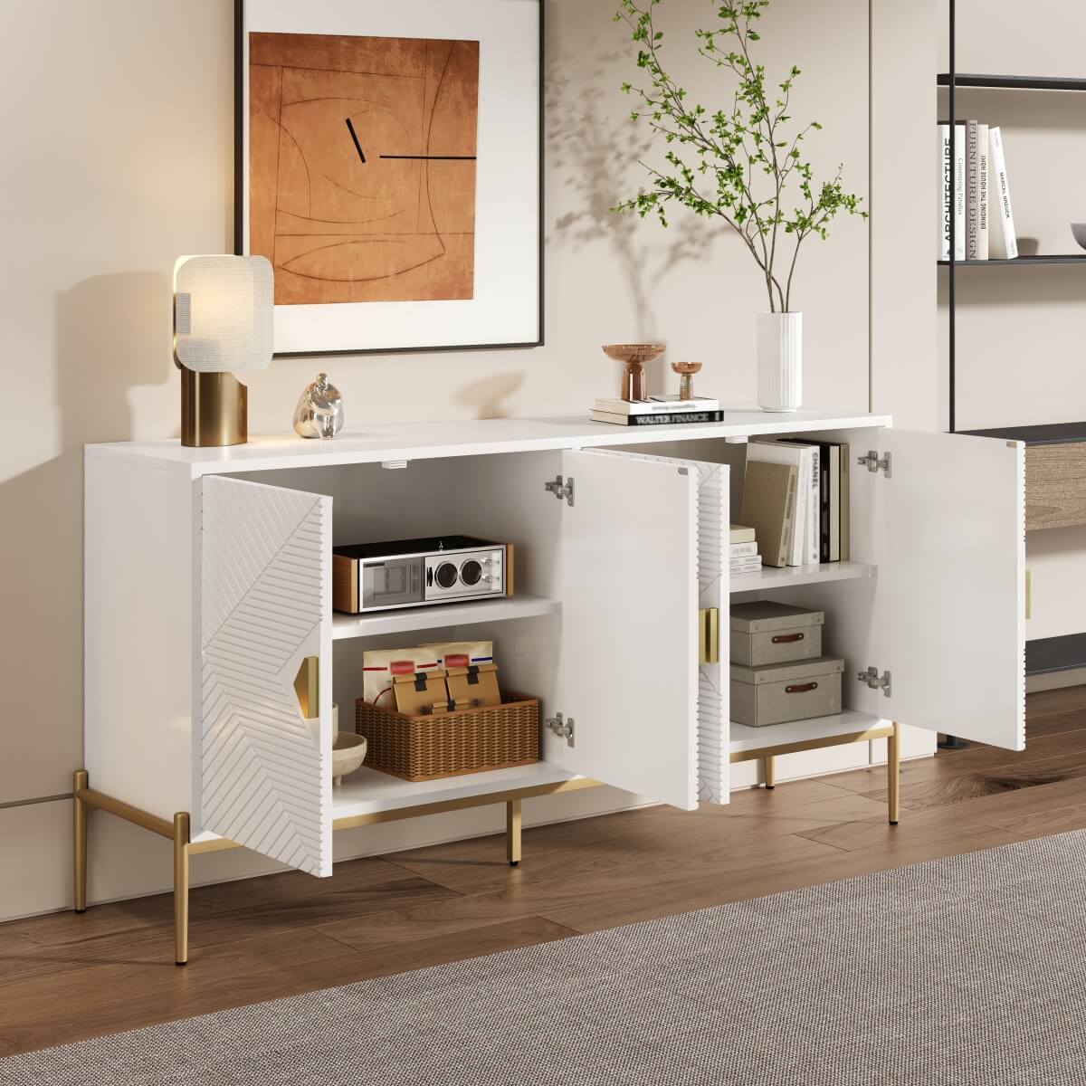 Modern Sideboard Cabinet – Large Storage Unit for Living Room, Dining Room or Hallway