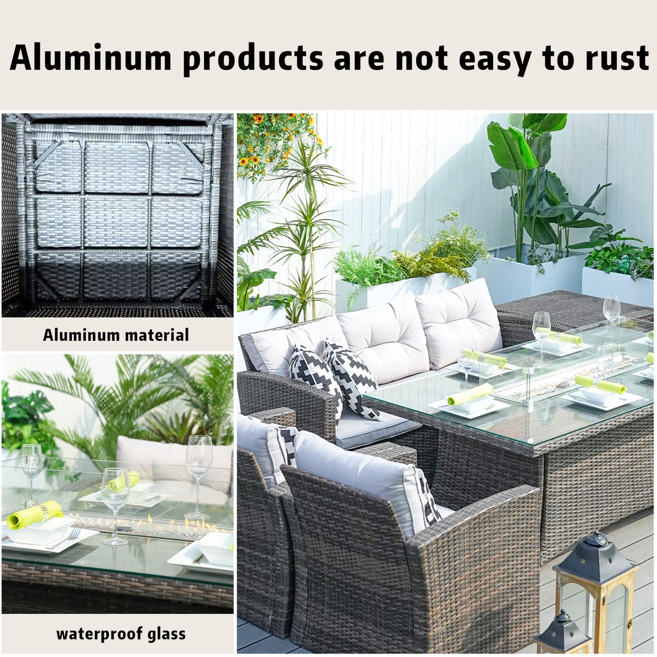 Savannah Sunset 6-Piece Outdoor Rattan Fire Pit Set with Sofas & Storage (PAG-1503+1106R£©