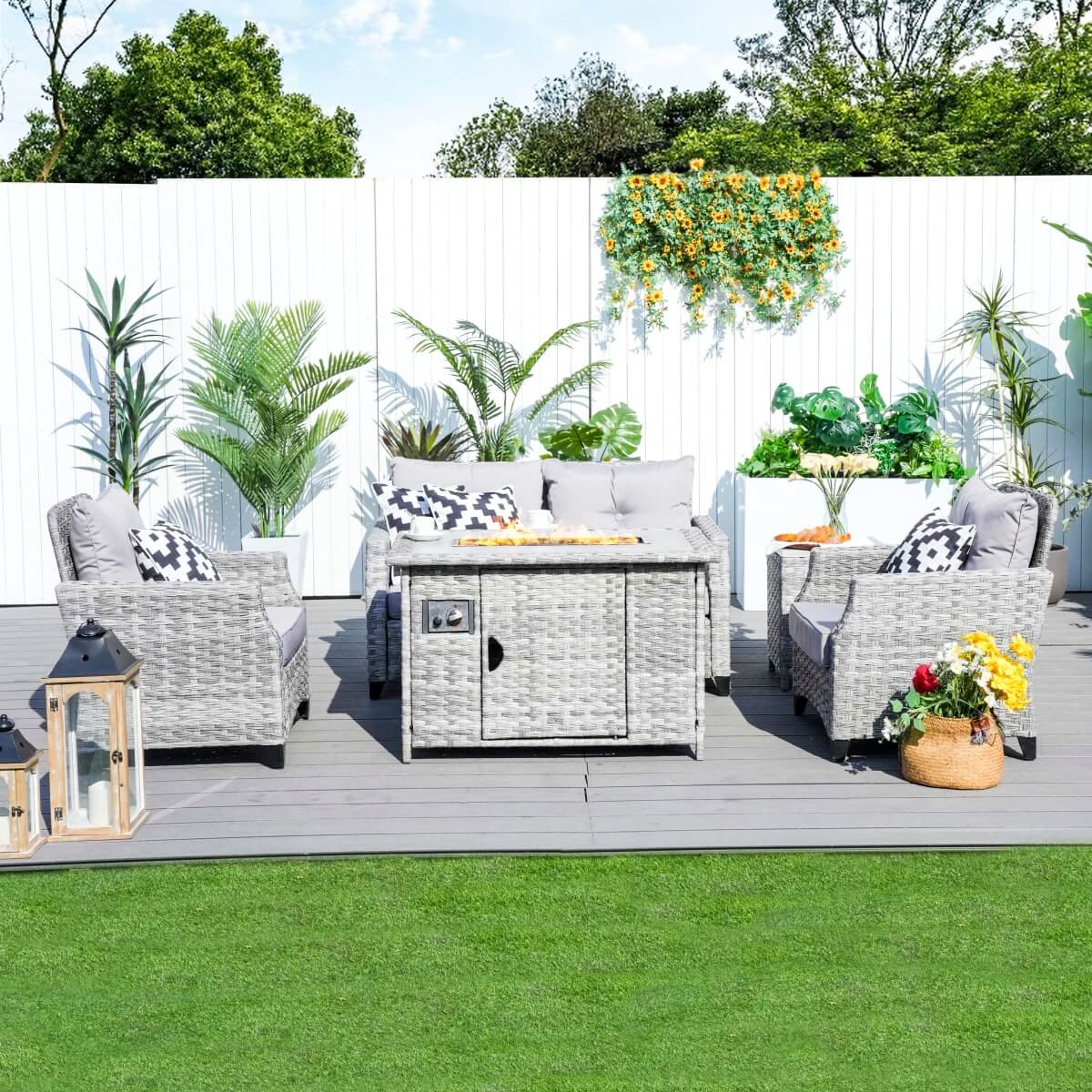 4-Seater Gray Patio Fire Pit Set - PAF-1801-GR