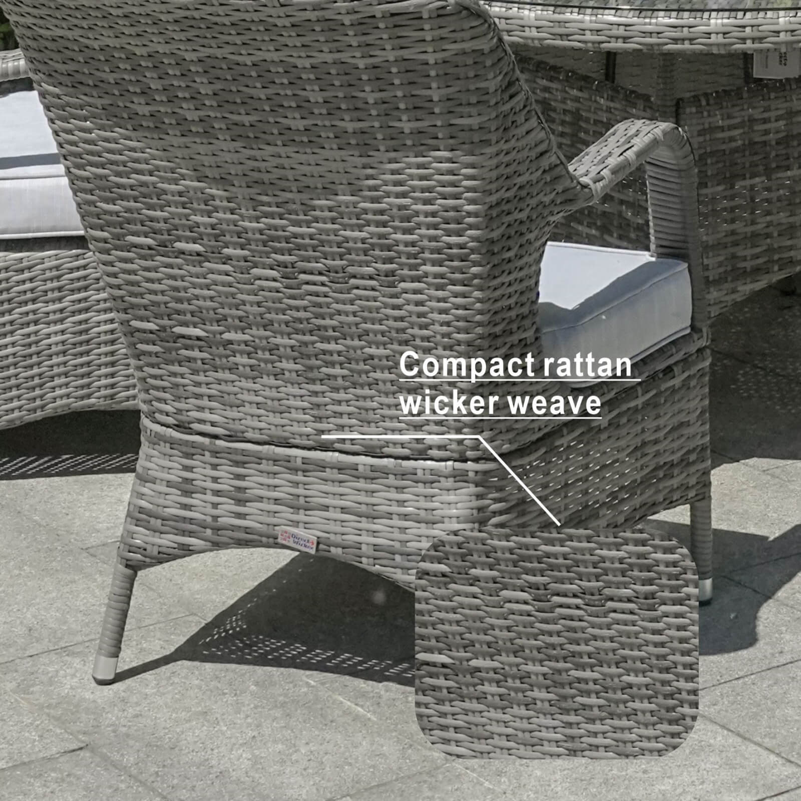 6-Seater Patio Dining Set Round Dining Table  with Lazy Susan and Parma Chairs - PAD-1711