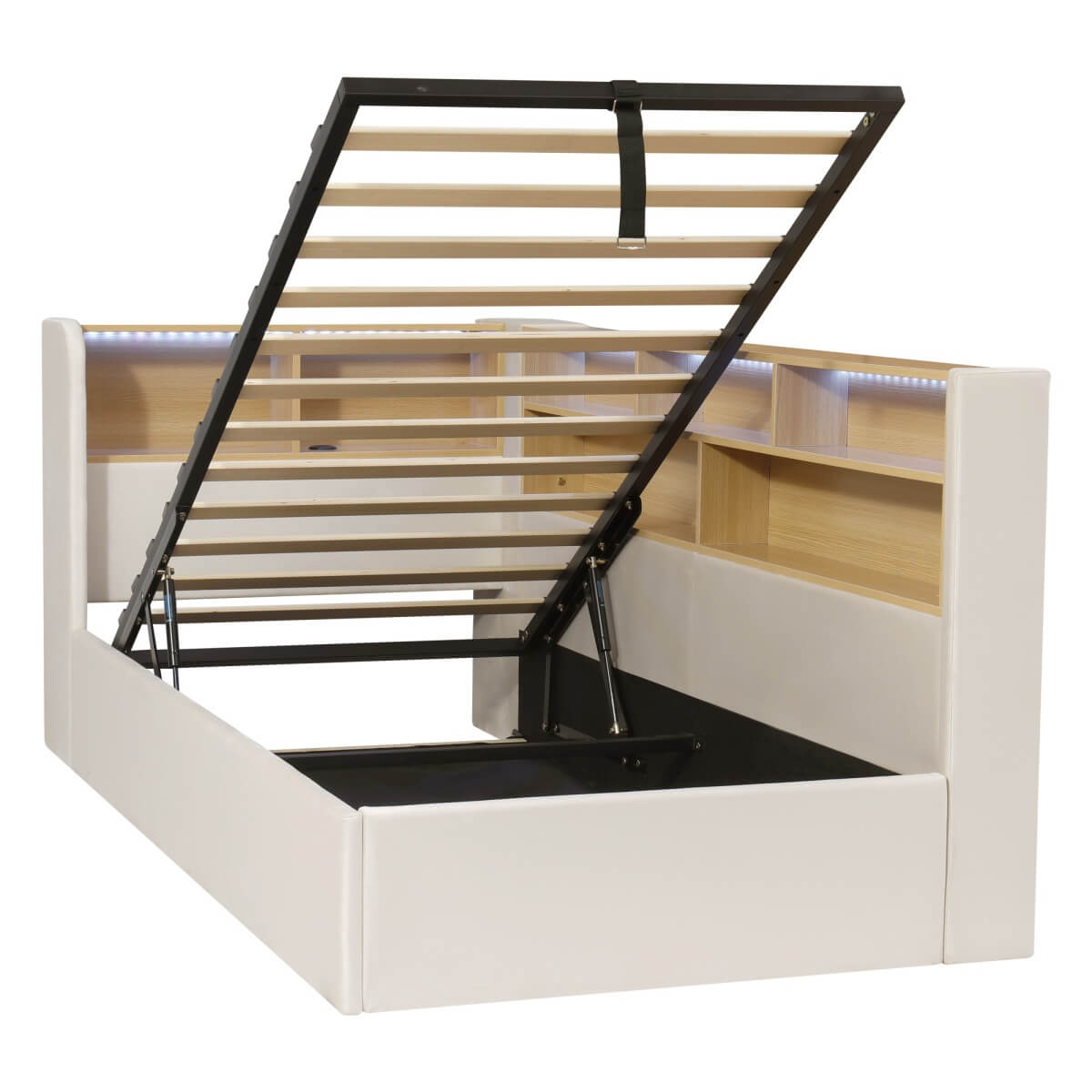 3FT Single L-Shaped Upholstered Daybed  - Velvet Sofa Bed with Hydraulic Storage & USB