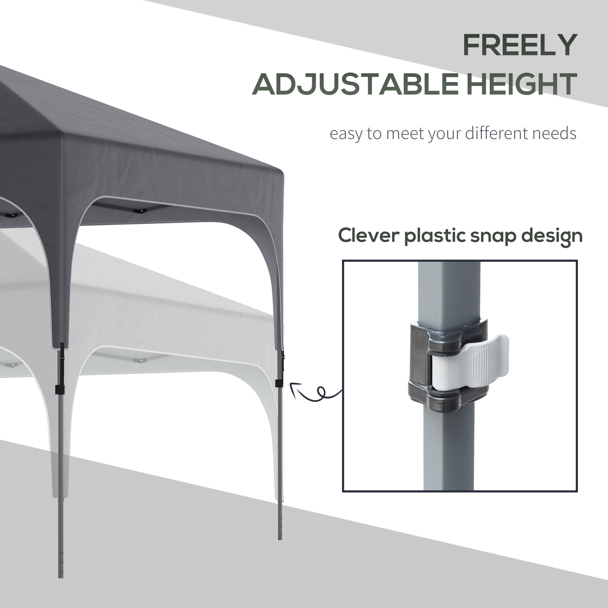 Pop Up Gazebo, 3 x 3(M) UPF 50+ Foldable Canopy Tent with Wheeled Carrybag, Dark Grey