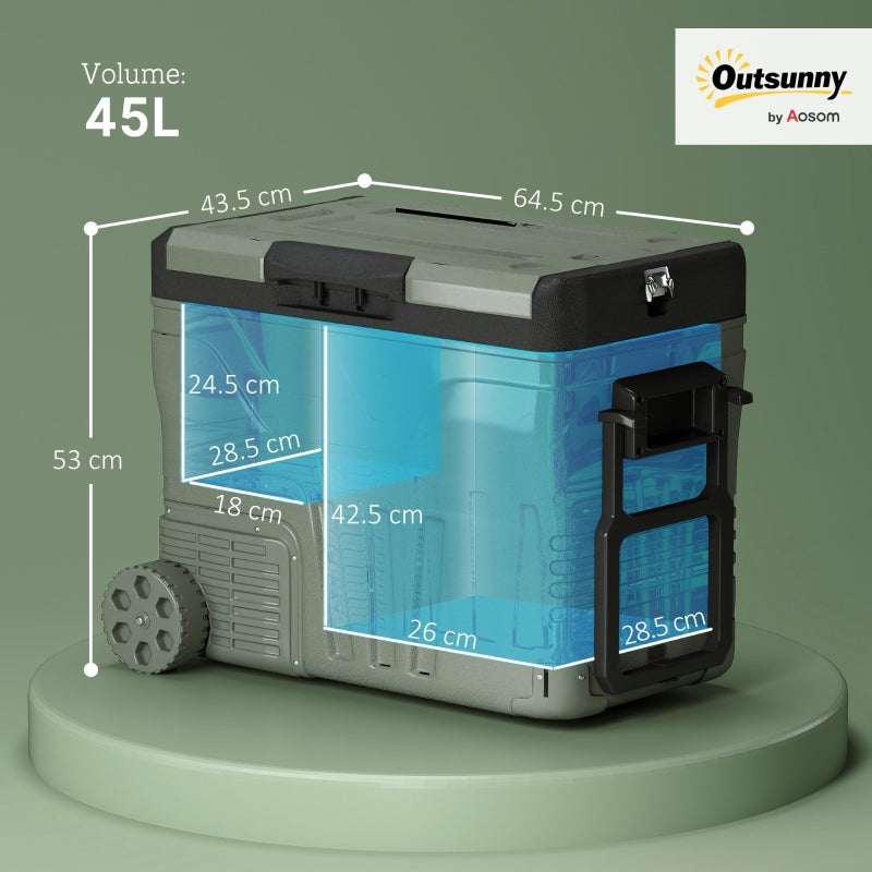 Car Fridge Cooler 45L Two Compartment - Green
